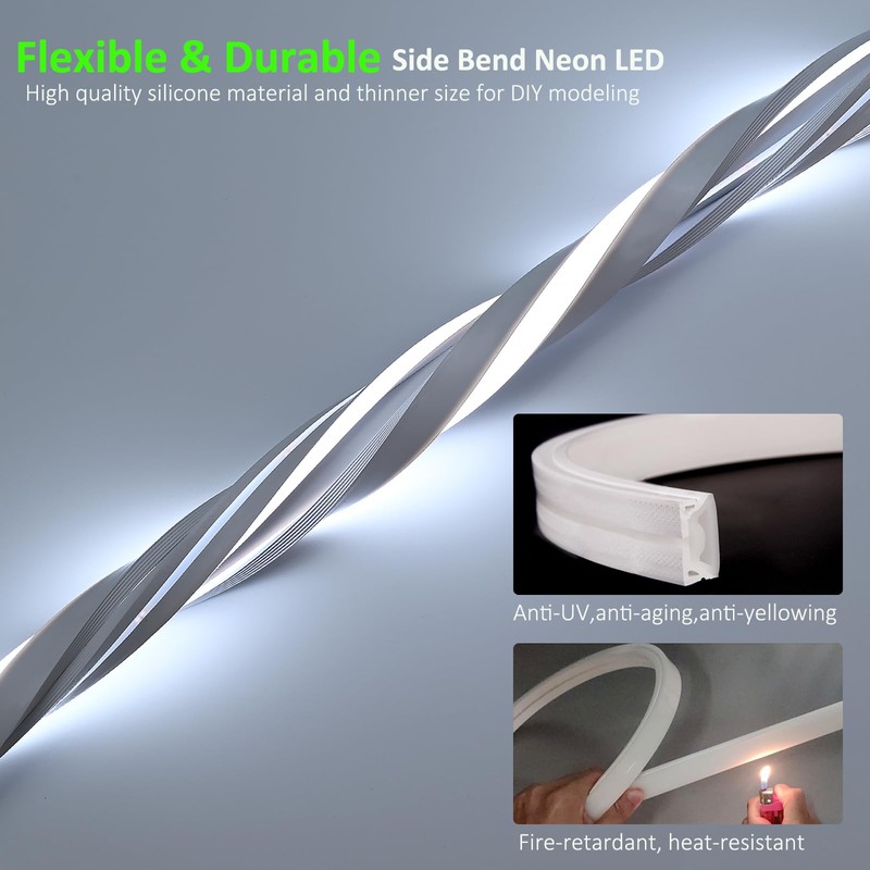 JOYLIT 4MM Width Neon LED Strip Lights 6000K Cool White