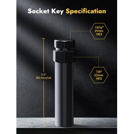 MIKKUPPA 7 Spline Lug Nuts Socket Key - for 20mm Inner Diameter - Compatible with 21mm (13/16) and 22mm (7/8) Replacement Hex Socket