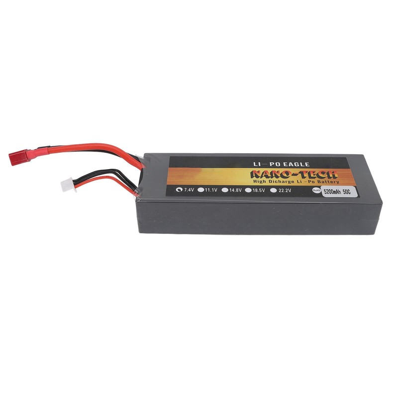 7.4V Lipo Battery 5200mAh 2S 50C Hard Case Lithium Polymer