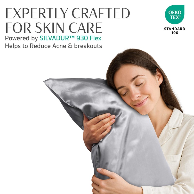 100% Mulberry Silk Pillowcase - Standard - Silver Grey