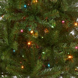 National Tree Company Artificial Pre-Lit Slim Christmas Tree, Green, Kingswood Fir, Multicolor Lights, Includes Stand, 4.5 Feet