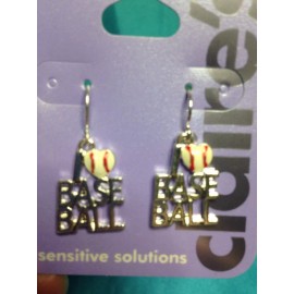 Claire's One New Pair Of Claire's Silver tone I Love Baseball Dangling Pierced Earrings