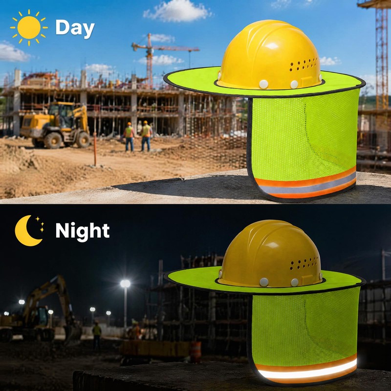 4 Pack Full Brim Mesh Hard Hat Sun Shade Reflective