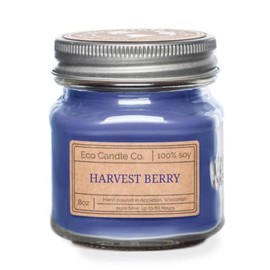 Eco Candle Co. Mason Jar Candle, Harvest Berry, 8 oz. -Scents of Berries, Spices & Buttery Syrup - 100% Soy Wax, No Lead, Kraft Label & Antiqued Pewter Lid, Hand Poured, Midwest Grown Soybeans