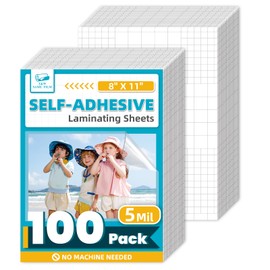【5 Mil】Self Adhesive Laminating Sheets, 8 x 11 Inch Laminate Sheets, 100 Pack No Heat Laminating Sheets, Self Sealing Laminating Sheets for Laminator, Round Corner, No Heat, No Machine Needed