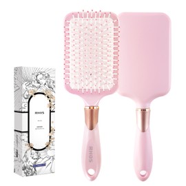 RHOS Hair Brush, Paddle Brush, Improve Hair Quality, Scalp Care, Comb, Anti-Static, Smooth, Wet and Dry Comb, Women's, Men's, Gift, Present (Pink)