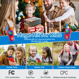 Vvinca Walkie Talkies for Kids Rechargeable, Spider Toys for Ages 3 4 5 6 7 8 9 10 Boys Girls Christmas Birthday Gifts for 3-12 Year Old, 2 Way Radio 22 CH VOX Long Range Walkie Talkie with Flashlight