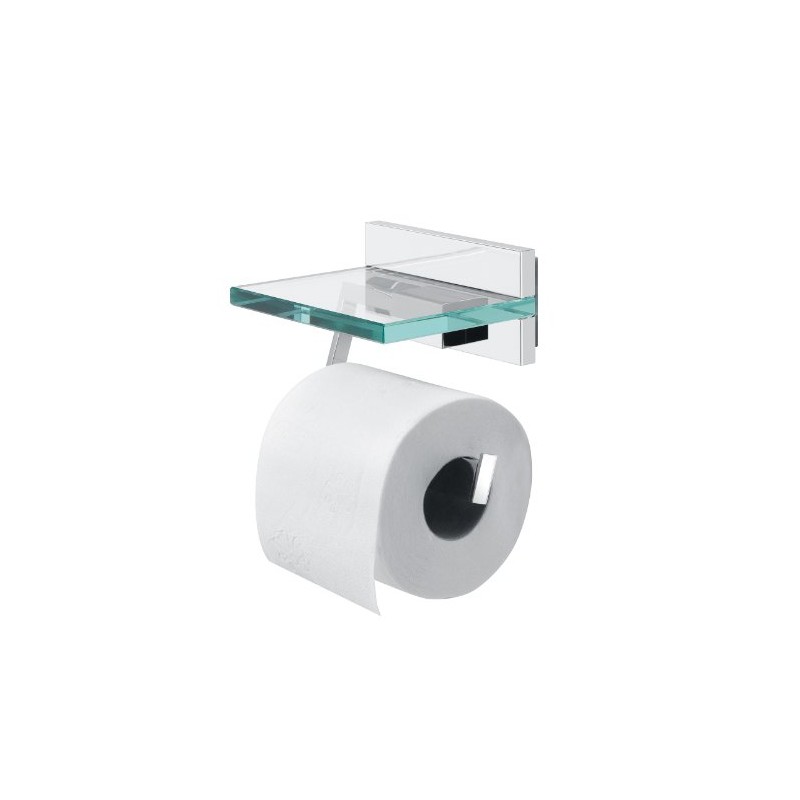 Tiger Safira Toilet Roll Holder with Shelf, Stainless Steel, Chrome,