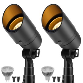 Gardencoin Low Voltage Landscape Spotlight, 12V LED Outdoor Landscape Lighting, Landscape Spot Lights Wired for Garden and Yard, Aluminum Up Lighting Fixture with 5W MR16 Replaceable Bulb (2 Pack)