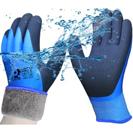 PROGANDA Waterproof Thermal Work Gloves Superior Grip Coating Insualted Liner for Outdoor Cold Weather Car Cleaing Gardening Fishing Multi-Purpose
