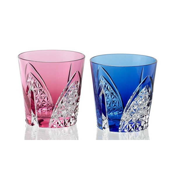 Kagami Crystal TPS481-2782AB Pair Cold Sake Cups, 4.1 fl oz (120 cc), Edo Kiriko Folding Crane Pattern