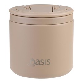 Oasis Stainless Steel Double Wall Insulated Food Flask with Quick Release Lid & Spork 550 ml - Latte