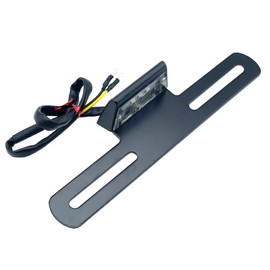 Crown Doris Universal LED Moped Motorcycle License Plate Tail Lamp with Stay License Holder Fenderless Black