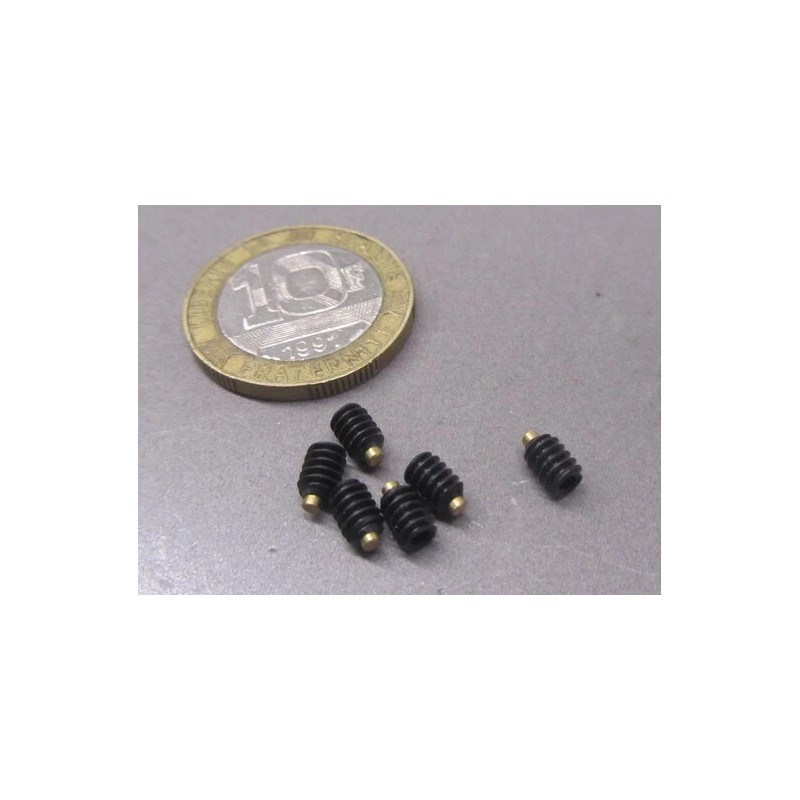 Kmac Alloy Steel Set Screws, Brass Tip, 6-32 x 3/16"