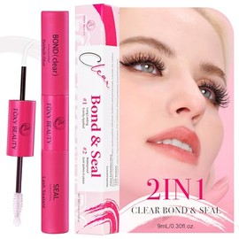 Eyelash Glue and Lash Bond & Seal, Lash Glue for Eyelash Clusters, Lash Cluster Glue Long-Lasting, Non-Irritating, Waterproof, 2-in-1 Bond and Seal Lash Glue for Eyelash Clusters (White Bond)