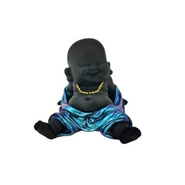 ICE ARMOR 3.5" W Blue and Black Buddha Sitting Figurine Statue Sculpture Ornament Decoration Home/Room Decor Ideas for Housewarming, Holidays and Birthdays Great Collectible Addition