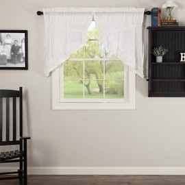 Prairie Swag Curtain White Ruffle Sheer Petticoat Length About 92cm Width 183cm