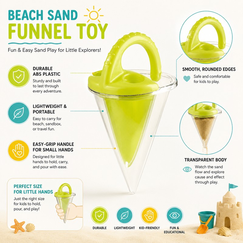Kids Sand Waterfall Funnel Toy for Beach Play – Easy-Hold