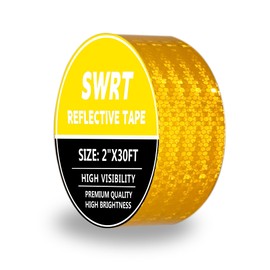 SWRT Reflective Tape 2 Inch x 30 Feet DOT-C2 Shining Star Fade Resistant Yellow Reflective Tape Outdoor Waterproof Strong Adhesive Safety Warning Tape Reflector Conspicuity Tape for Trailer Truck Bike