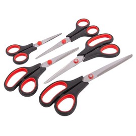 blackspur 5pc Black Stainless Steel Scissors Set - Home Office School Kitchen Craft Paper Cutting Stationery Shears Pack