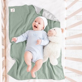 Bearmoss Baby Blanket, Cotton Baby Blankets, Newborns, Soft Crawling Blanket for Children, Muslin Sleeping Blankets for Toddlers, Girls, Boys, 70 x 100 cm (Green)