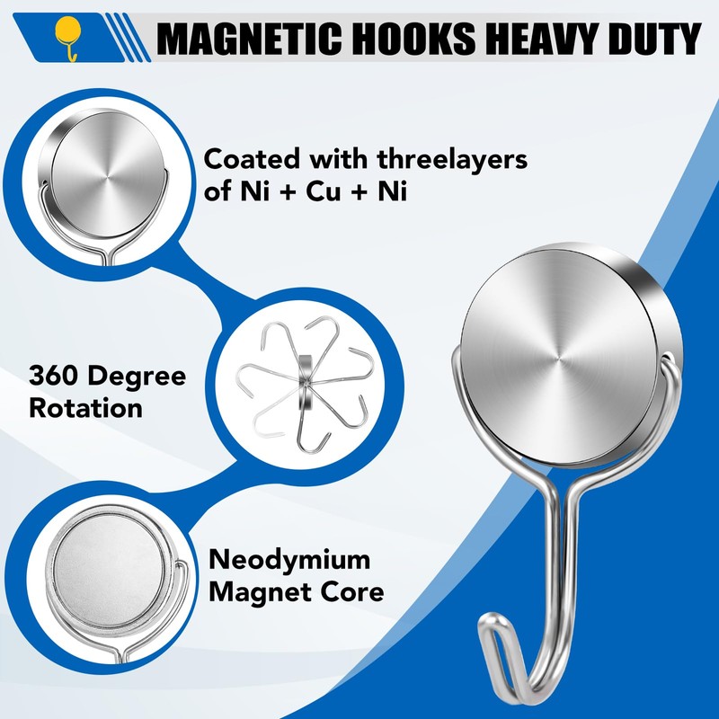 LOVIMAG Magnetic Hooks for Cruise Cabins, 60Lbs Swivel Magnetic Hooks