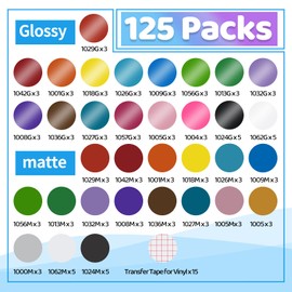 Lya Vinyl Permanent Vinyl for Cricut,125 Pack 12"x12" Self Adhesive Vinyl Sheets,Permanent Outdoor Vinyl for Party Decoration, Sticker, DIY Mug, Car Decal