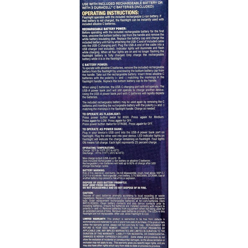 11.7 in. LED Flashlight, Rechargeable Plus by Feit Electric