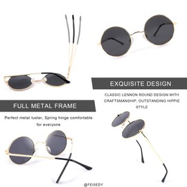 FEISEDY B2528 Men's Polarized Sunglasses, Retro Round Frame, Sunglasses, Fashionable, Colorful, gold