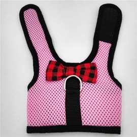 Rabbit Harness with Leash Adjustable Soft Mesh Vest Harness for Bunny Kitten Guinea Pig Rat (L, Pink)