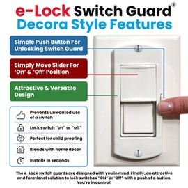 Switch Guard with Slider & Easy ON/OFF Push Button Activation | Attractive, Functional, and Versatile Design | Perfect for Child Proofing Switches | Residential Use | 2 Pack | Decora Style | White