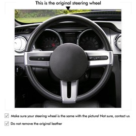 MEWANT Steering Wheel Cover for Ford Mustang 2005-2012 Hand-Stitched for Ford Genuine Leather Car Steering Wrap