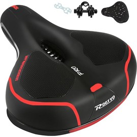 ROGTYO Bicycle Saddle Gel Bicycle Seat Pro 2.0 Wide Soft Comfortable Breathable Shock Absorbing Ergonomic Memory Foam Bicycle Saddle with Waterproof (Pro 2.0 + Red)