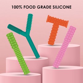 Sensory Chew Toys for Autistic Children, 4 Pack Silicone Chewy Tube Oral Motor Tools for Sensory Kids with Autistic, Biting ADHD, SPD, Nursing Teething Toys