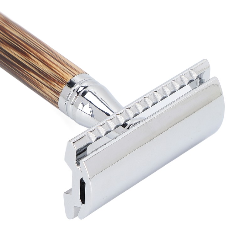 Double Edge Safety Razor Men Travel Portable Zinc Alloy Bamboo