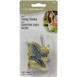 Project Partner 70029 Swag Hooks, Brass, 2-Pack