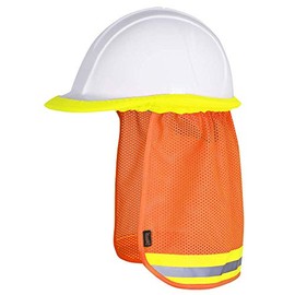 Pioneer Breathable Lightweight Hard Hat Mesh Sun Shade, Elastic Binding Attachment, Reflective Tape, Orange, Universal, V2051550-O/S