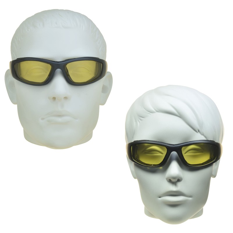 Bikershades Motorcycle Safety Night Riding Glasses Yellow Removable Foam Men