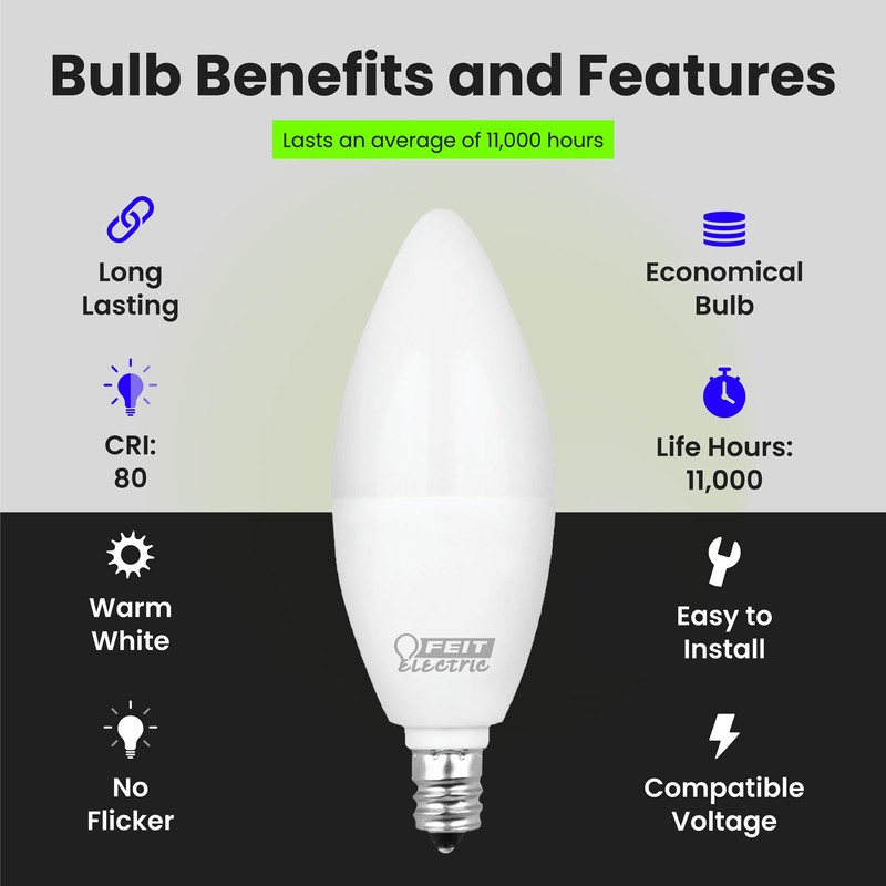 Feit Electric CTF40/10KLED/3 Non-Dimmable Led Bulb, 40 W, 120 Vac,