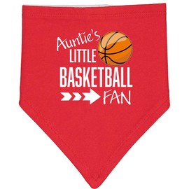 inktastic Auntie's Little Basketball Fan Baby Bandana Bib Red and White 31b09
