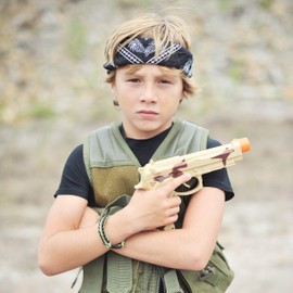 Commando Toy Play Set 5 Piece Military Toys for Kids Cowboy Sheriff Blaster with Holster and Adjustable Belt, Role Play Dress Up Halloween Costume Accessories