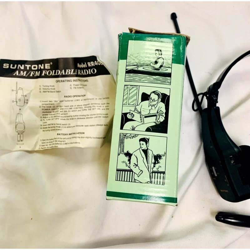 SUNTONE AM/FM Foldable Headphones Radio- NEW - Original Box