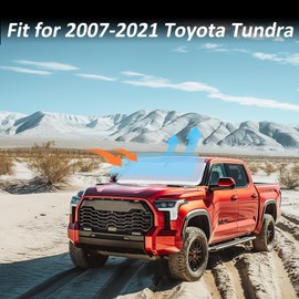 Tundra - Parasol para parabrisas 2021 de ajuste personalizado para Toyota Tundra 2007-2020, cubierta limitada SR5 Platinum TRD Pro Pickup parasol protector UV protector de calor para camiones y