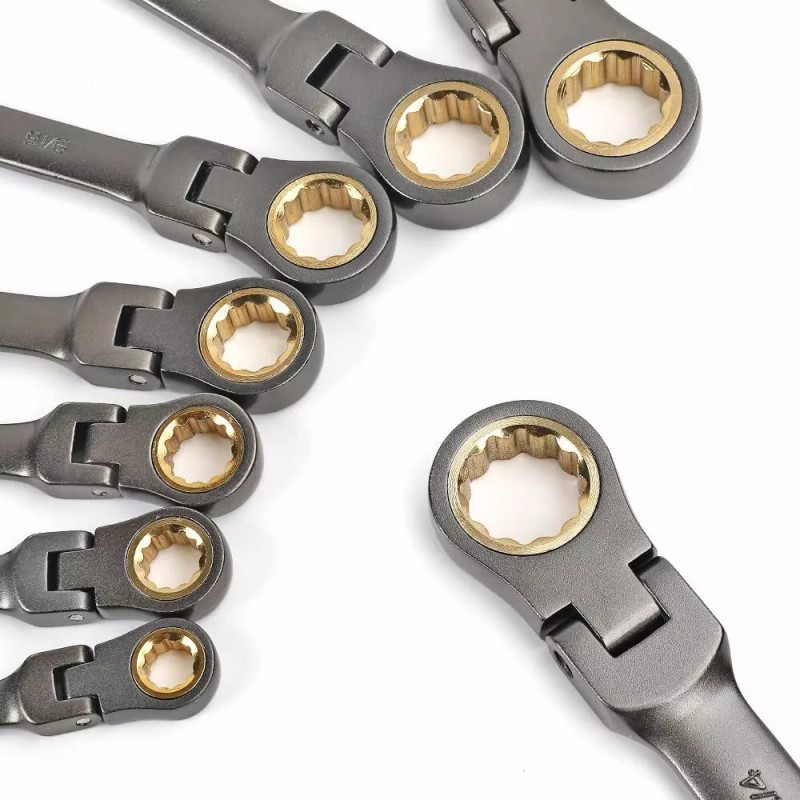 WORKPRO 8PCS Flex-Head Ratcheting Combination Wrench Set 9-17 mm 72-Teeth