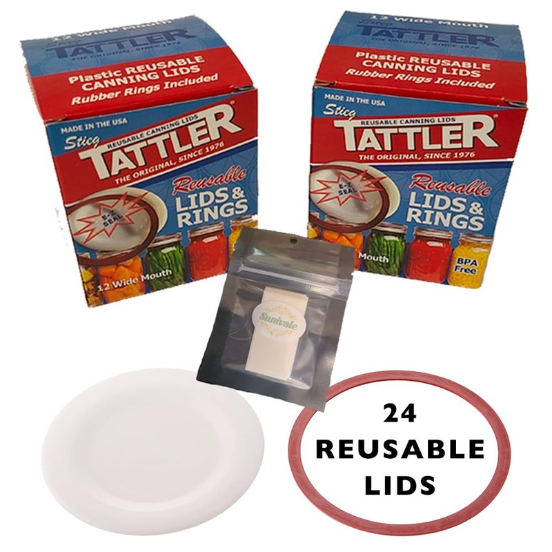 Reusable Canning Lids Bundle Includes 24 Wide Mouth Tattler Lids