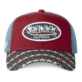 Von Dutch ETHNIK Adjustable Trucker Cap for Men and Women, Red / blue / white