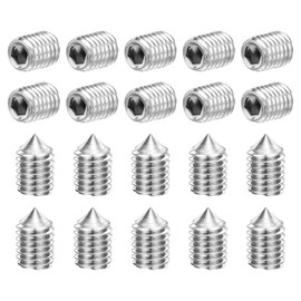 uxcell 40Pcs Set Screws M5x8mm 304 Stainless Steel Cone Point Hex Socket Grub Screws for Machinery, Home Repairs, and Fixtures Silver