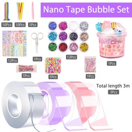 53 Pieces Nano Tape Bubbles Set, Bubble Tape DIY, Blowing Bubble Tape, Bubble Tape Nano, Transparent Multi-Purpose Poster Tape, Nano Tape Bubble Craft Kit for Adults Children