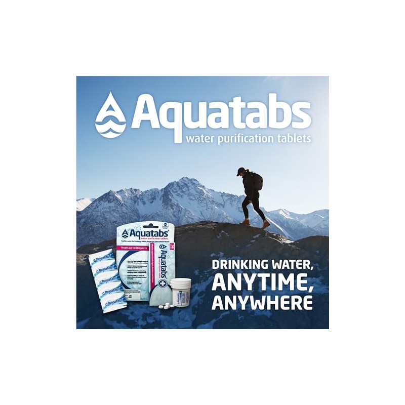 Aquatabs 49mg Water Purification Tablets (30 Pack). Portable Water Purifier