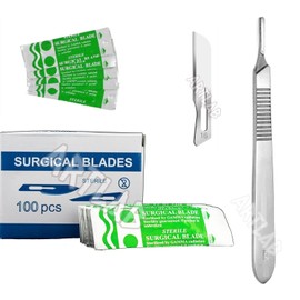 artlab-Pack of 100 Surgical Blades #10,Scalpel Blades for Surgical Knife Scalpel, High Carbon Steel Dermablade Surgical Blades. Individually Wrapped, Sterile +Free Handle (#16 PACK OF 100+HANDLE)